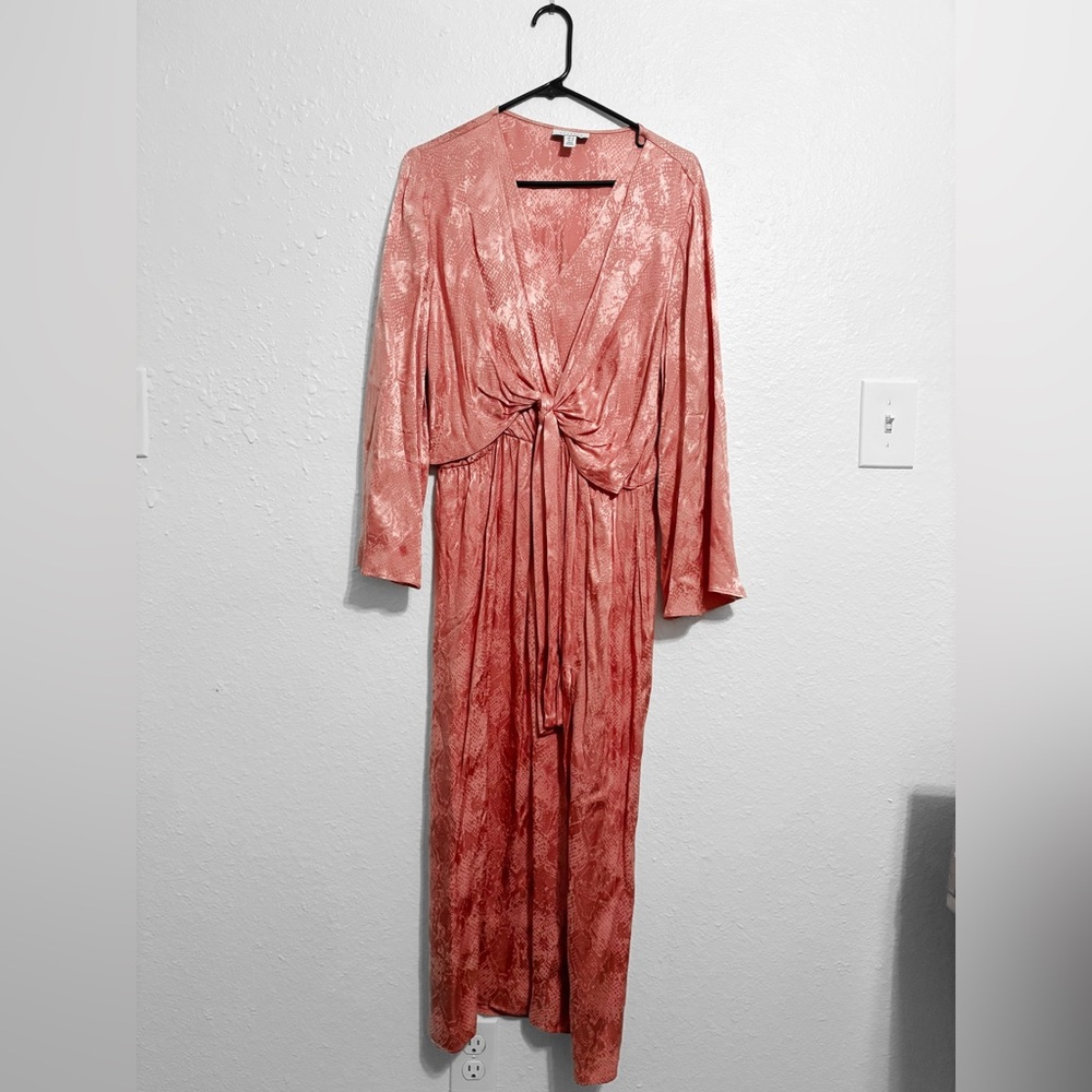 Topshop Jacquard Snake Print Dusty Pink Shimmery Snake Print Midi Dress - Picture 2 of 6